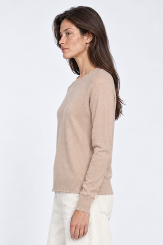 Cotton Cashmere Frayed Edge Crew