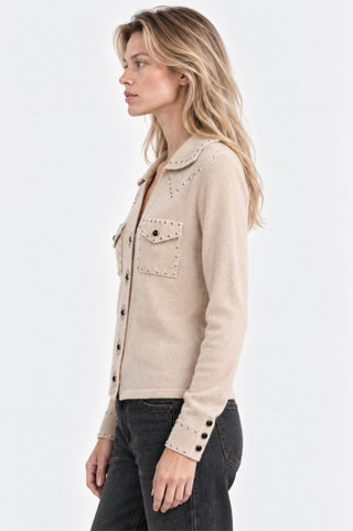 Cotton Cashmere Hot Fix Button Down Shirt