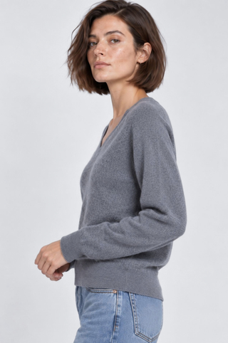 Cashmere Long Sleeve Shrunken V Neck