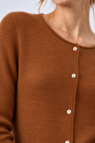 Sheer Luxury Cashmere Cardigan with Rolled Trims