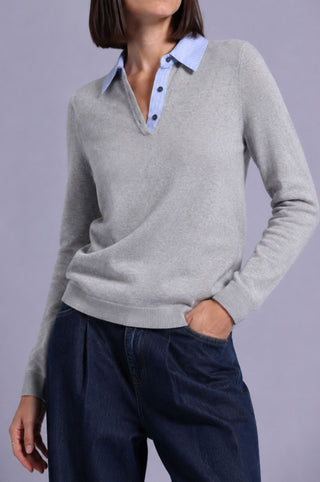 Woven Pinstripe Collar Shirt