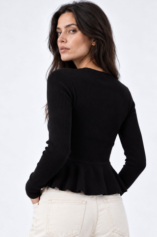 Ribbed Peplum Cardigan