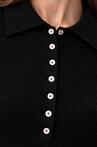 Viscose Ribbed Collared Henley