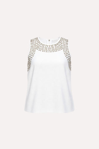 Viscose Embellished Sleeveless Crewneck Top