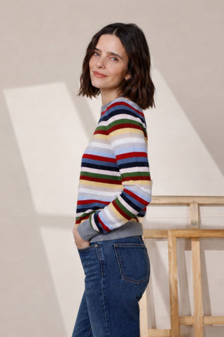 Cashmere Long Sleeve Striped Crew Neck