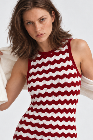 Scallop Stripe Tank Dress