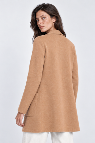 Cotton Cashmere Solid Collar Coat