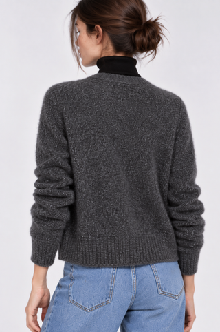 Cashmere Silk Marled Relaxed Crew Cardigan