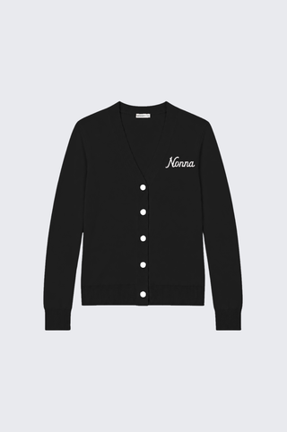 Cotton Cashmere "Nonna" Embroidery V Neck Cardigan