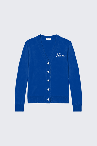 Cotton Cashmere "Nonna" Embroidery V Neck Cardigan