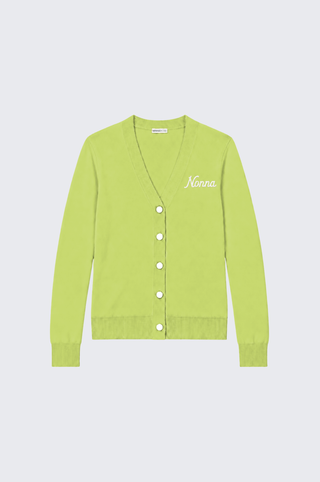 Cotton Cashmere "Nonna" Embroidery V Neck Cardigan