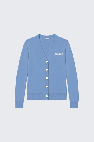 Cotton Cashmere "Nonna" Embroidery V Neck Cardigan