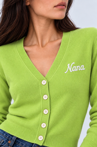 Cotton Cashmere "Mimi" Embroidered V Neck Cardigan