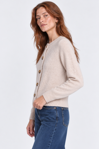 Cashmere Silk Marled Relaxed Crew Cardigan