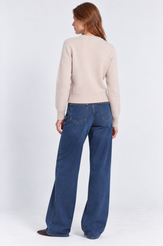 Cashmere Silk Marled Relaxed Crew Cardigan