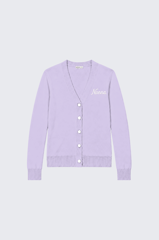 Cotton Cashmere "Nonna" Embroidery V Neck Cardigan