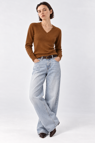Cashmere Long Sleeve Shrunken V Neck