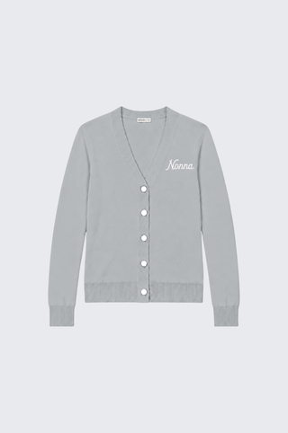 Cotton Cashmere "Nonna" Embroidery V Neck Cardigan