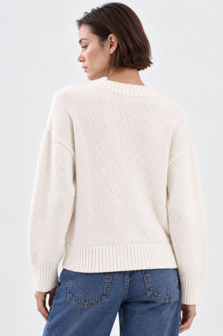 Cotton Boucle V Neck Cardigan