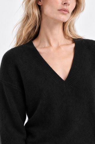 Cashmere Long Sleeve Shrunken V Neck