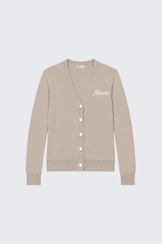Cotton Cashmere "Nonna" Embroidery V Neck Cardigan