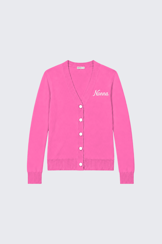 Cotton Cashmere "Nonna" Embroidery V Neck Cardigan