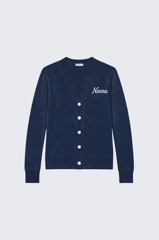 Cotton Cashmere "Nonna" Embroidery V Neck Cardigan