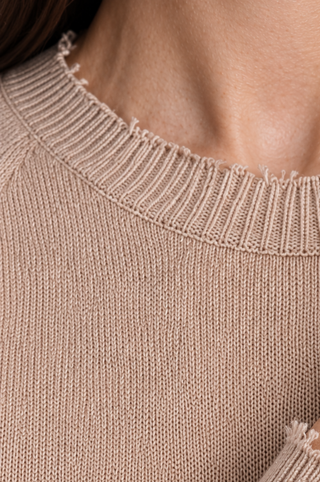 Cotton Cashmere Frayed Edge Crew