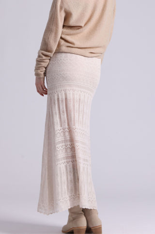 Cotton Blend Maxi Lace Skirt