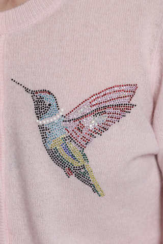 Cashmere Hummingbird Bling Crew Neck