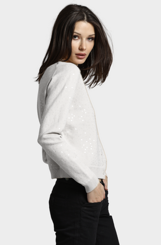 Viscose Sequin Cropped Crew Cardigan