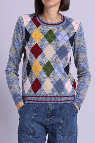 Marled Argyle Crew Neck with Tipping