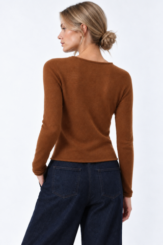 Sheer Luxury Cashmere Cardigan with Rolled Trims