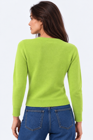 Cotton Cashmere "Nana" Embroidered V Neck Cardigan