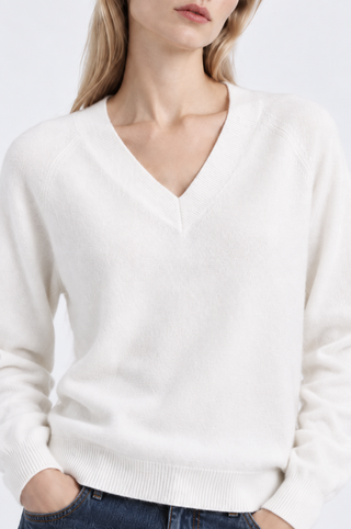Cashmere Long Sleeve Shrunken V Neck
