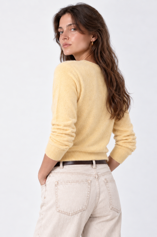 Cashmere Long Sleeve Shrunken V Neck