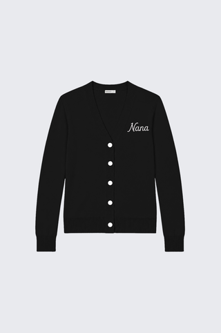 Cotton Cashmere "Nana" Embroidered V Neck Cardigan