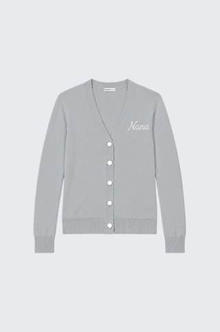 Cotton Cashmere "Nana" Embroidered V Neck Cardigan