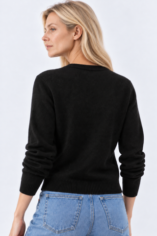 Cotton Cashmere "Mimi" Embroidered V Neck Cardigan