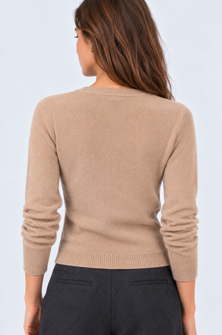 Cotton Cashmere "Nana" Embroidered V Neck Cardigan