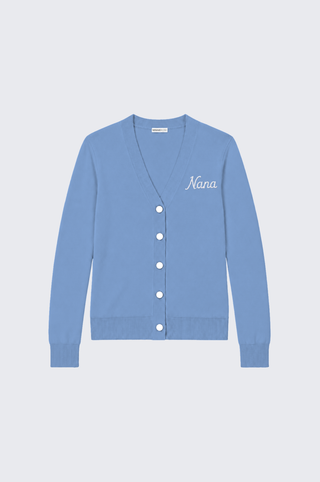 Cotton Cashmere "Nana" Embroidered V Neck Cardigan