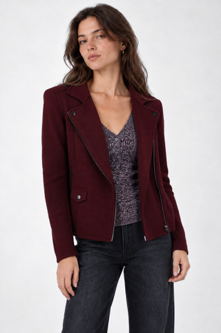 Cotton Blend Moto Jacket