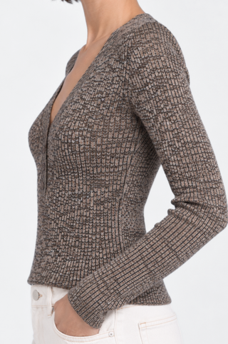 Supima Cotton Cashmere Rib Marled Henley