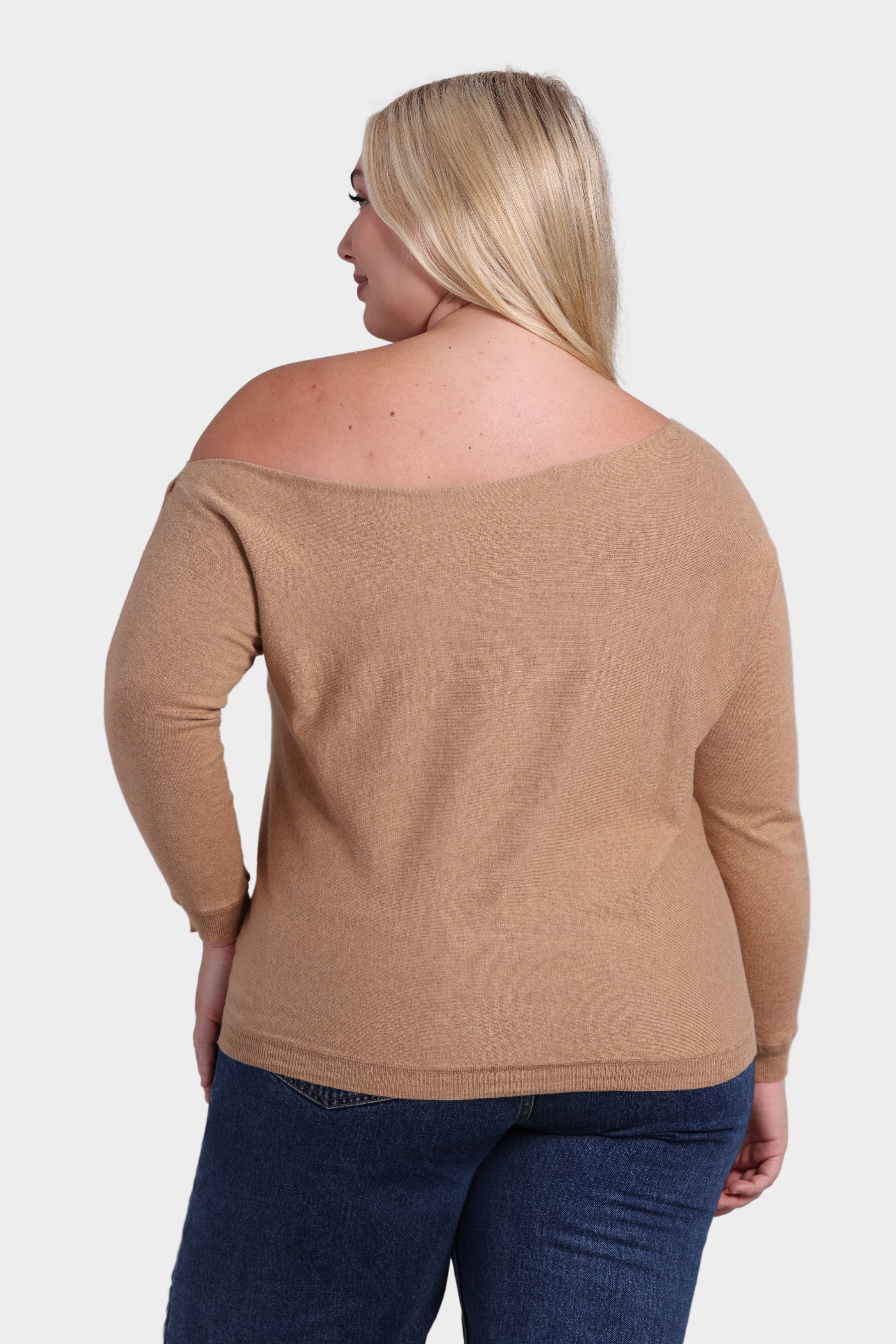 Plus Cotton Cashmere Off The Shoulder Top