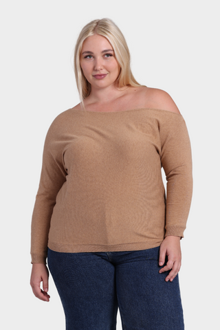 Plus Cotton Cashmere Off The Shoulder Top