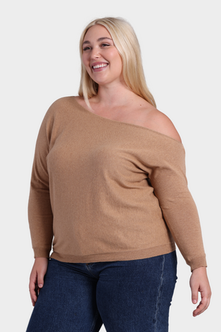 Plus Cotton Cashmere Off The Shoulder Top