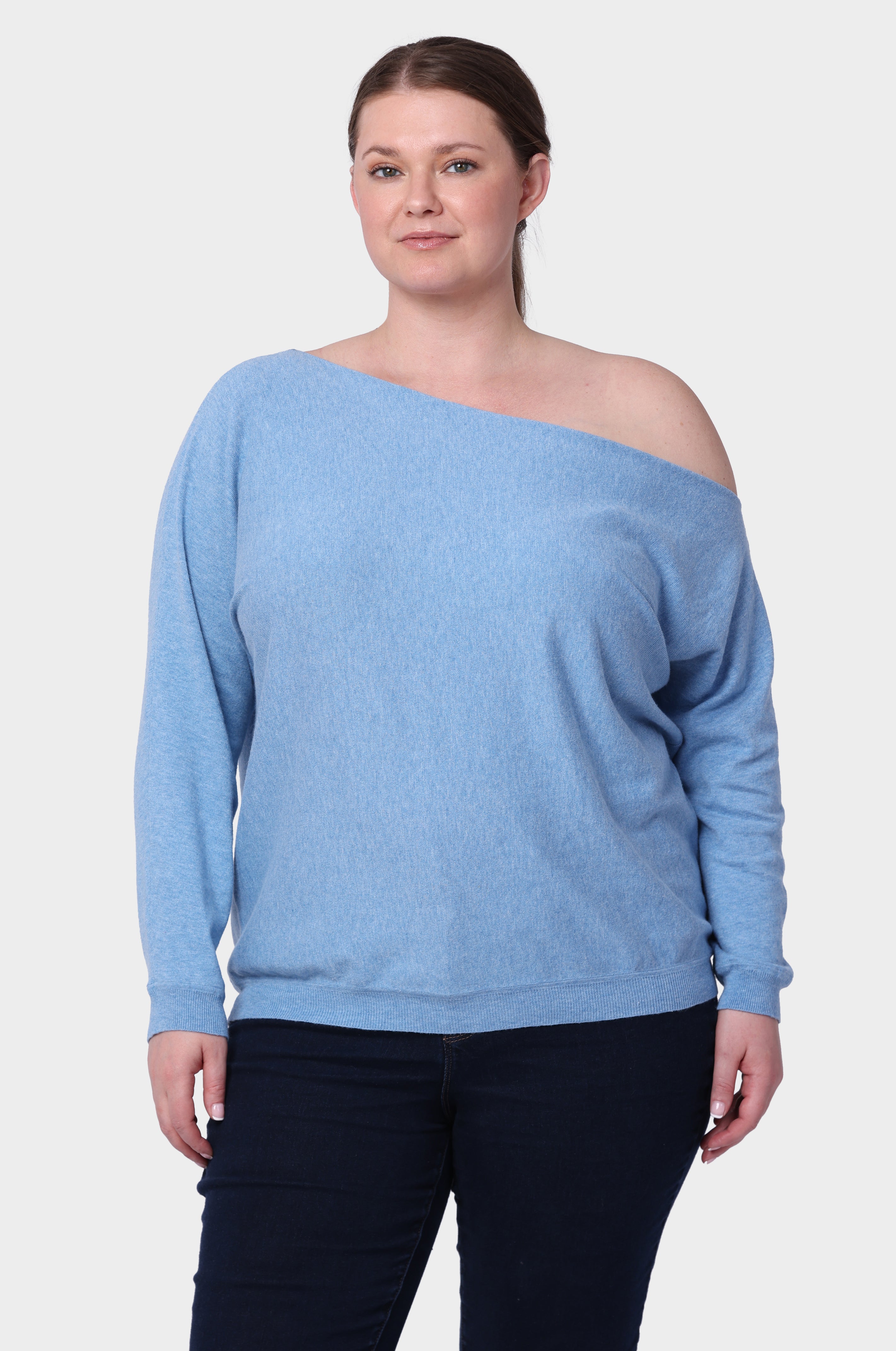 Plus Cotton Cashmere Off The Shoulder Top
