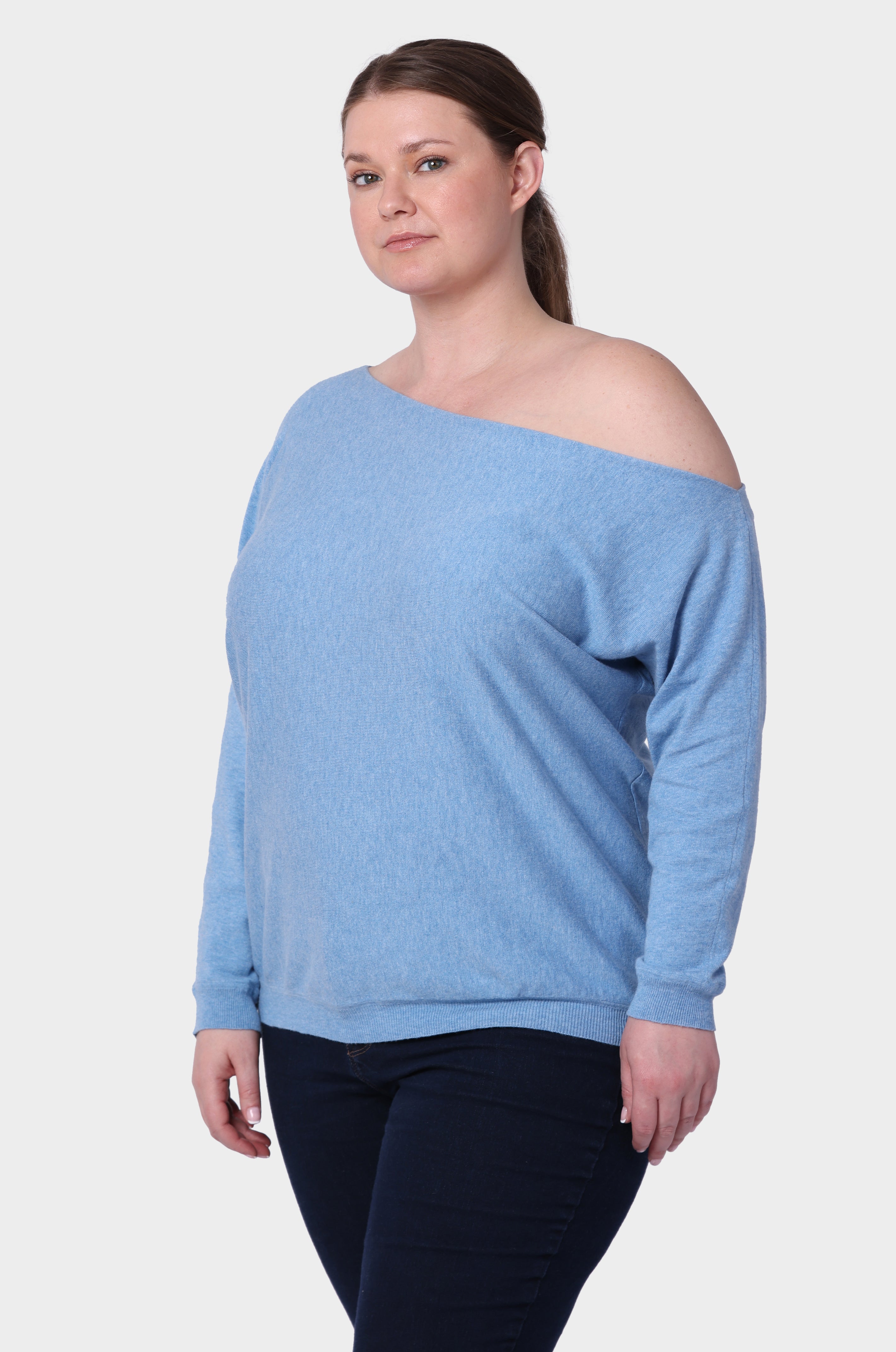 Plus Cotton Cashmere Off The Shoulder Top