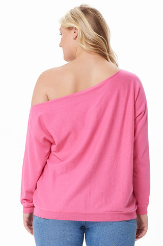 Plus Size Cotton Cashmere Off The Shoulder Sweater - azalea