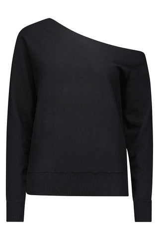 Cotton Cashmere Off The Shoulder Top - Black